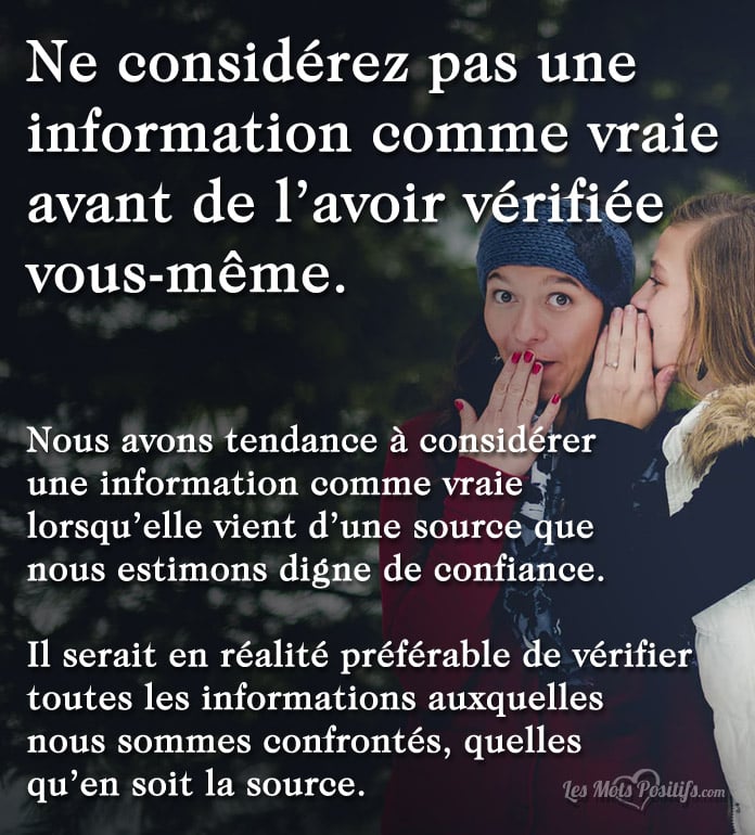 Citation Ne considérez pas une information comme vraie avant de l’avoir vérifiée