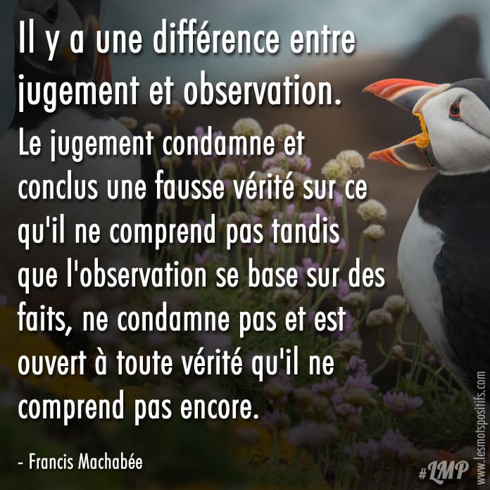 Citation La différence entre jugement et observation