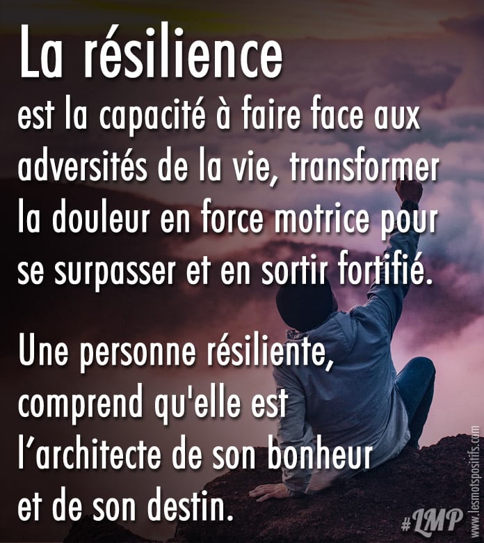 La Resilience Est La Capacite A Faire Face Aux Adversites De La Vie Citations Et Pensees Positives Les Mots Positifs Com