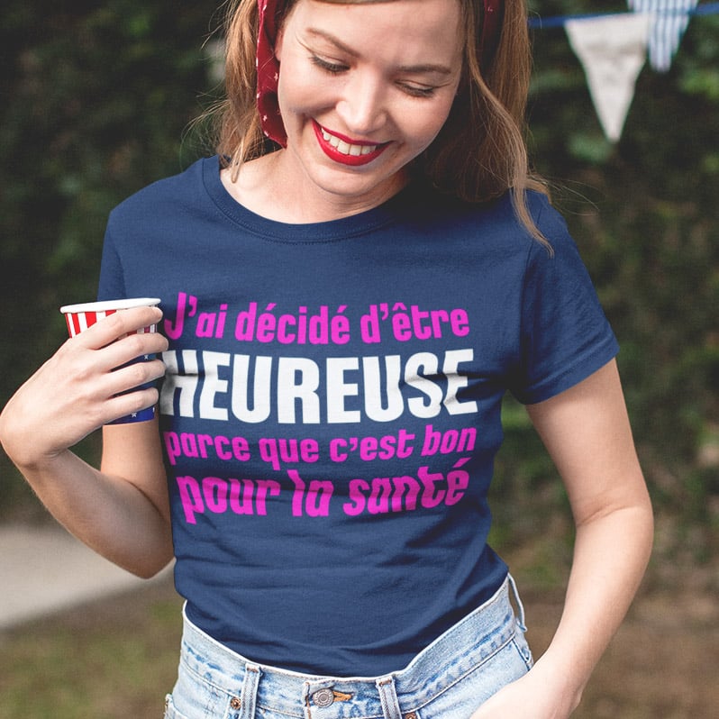 Tee-shirt sur le bonheur pour femme
