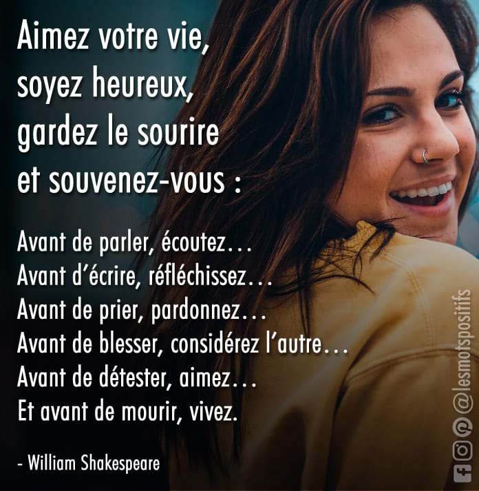 Citation Aimez votre vie, soyez heureux et gardez le sourire